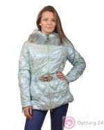 Куртка женская зимняя светло-голубая с жемчужным отливом