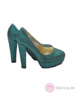 Туфли женские зеленые с блестками