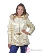 Куртка женская зимняя золотистая с жемчужным отливом