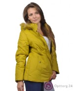 Куртка женская зимняя с меховой опушкой желтая