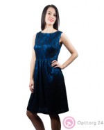 Платье женское синее с черным кружевом