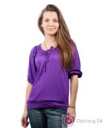 Блузка женская на завязка с резинкой фиолетовая
