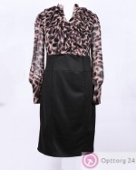 Платье женское черное с леопардовым верхом