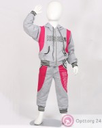 Костюм детский спортивный серый с розовыми вставками