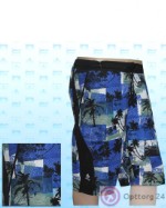 Шорты мужские синего цвета с черными вставками и пальмами