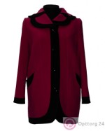 Пальто женское с чёрной окантовкой красное