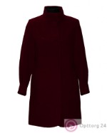 Пальто женское с двумя декоративными пуговицами бордовое