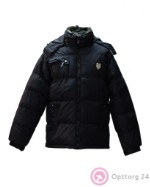 Куртка мужская зимняя на двойном синтепоне с мехом на воротнике и карманом на груди чёрная