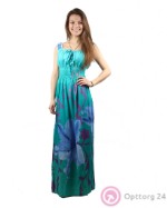 Платье женское бирюзового цвета с крупными цветами