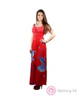 Платье женское красного цвета с синим цветком