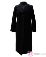 Пальто женское на трёх пуговицах с отложным воротником чёрное
