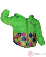 Куртка детская ярко-зелёного цвета с разноцветной вставкой