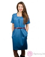 Платье женское голубого цвета с пояском