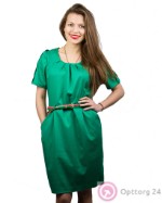 Платье женское зеленого цвета с пояском