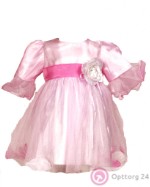 Пышное платье для девочки розового цвета с лепестками.