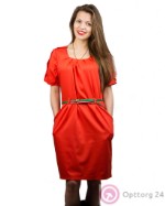 Платье женское оранжевого цвета с пояском