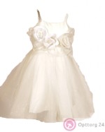 Белое праздничное платье  со стразами для девочек