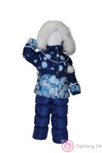 Костюм для девочки зимний ярко-синего цвета со снежинками