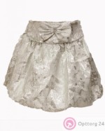 Детская юбка белого цвета с бантом с рельефным узором