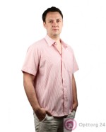 Рубашка мужская светло-розового цвета с коротким рукавом