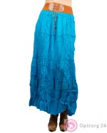 Юбка женская голубого цвета с декорированным поясом