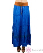 Юбка женская синего цвета с декорированным поясом