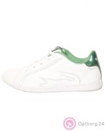 Кроссовки белые с зеленой вставкой на пятке