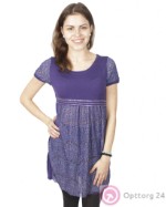 Женская туника фиолетового цвета  с коротким рукавом