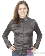 Женская рубашка серого-серебристого цвета.