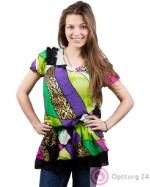Туника женская фиолетово-зеленая с леопардовыми вставками