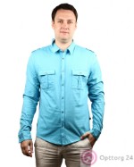 Рубашка мужская голубого цвета с длинным рукавом