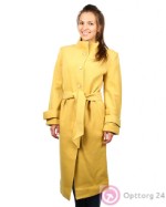 Пальто женское с воротником-стойкой жёлтое