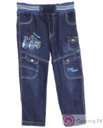Детские джинсы  для мальчика с нашитым грузовиком.