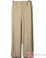 Женские брюки прямого кроя  в вертикальную полоску, бежевого цвета.