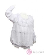 Блузка для девочек белая с гипюровым декором