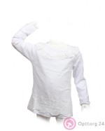 Блузка для девочек белая декорированная гипюром