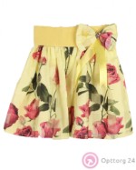 Детская юбка желтого цвета с принтом в виде роз.