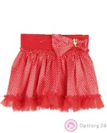 Детская  юбка  ярко-красного цвета с  мелким  горохом.