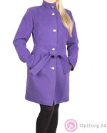 Пальто “SEMPRE AMORE” фиолетовое с пуговицами и поясом