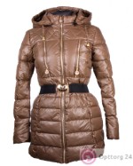 Куртка женская удлиненная на синтепоне шоколадного цвета