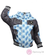 Куртка для мальчика демисезонная темно-синия с клетчатыми вставками