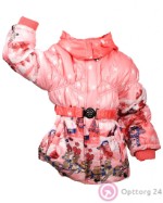 Куртка для девочки демисезонная розового цвета с оленями