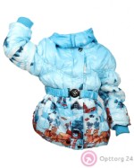 Куртка для девочки голубого цвета с оленями