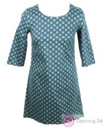 Женское платье  темно-синего цвета в зеленый горох.
