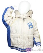 Куртка детская утепленная светло-бежевого цвета с искусственным мехом