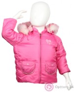 Куртка детская утепленная розового цвета с искусственным мехом