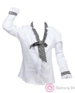 Блузка детская белая с клетчатым бантом