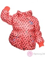 Куртка для девочки кораллового цвета в горошек