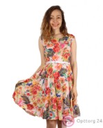 Платье шифоновое с цветочным принтом и пояском