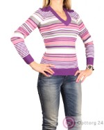 Джемпер женский фиолетового цвета с полосками